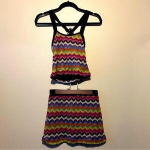 dELiA*s Multicolor Chevron Knit Top and Skirt Set Size Small